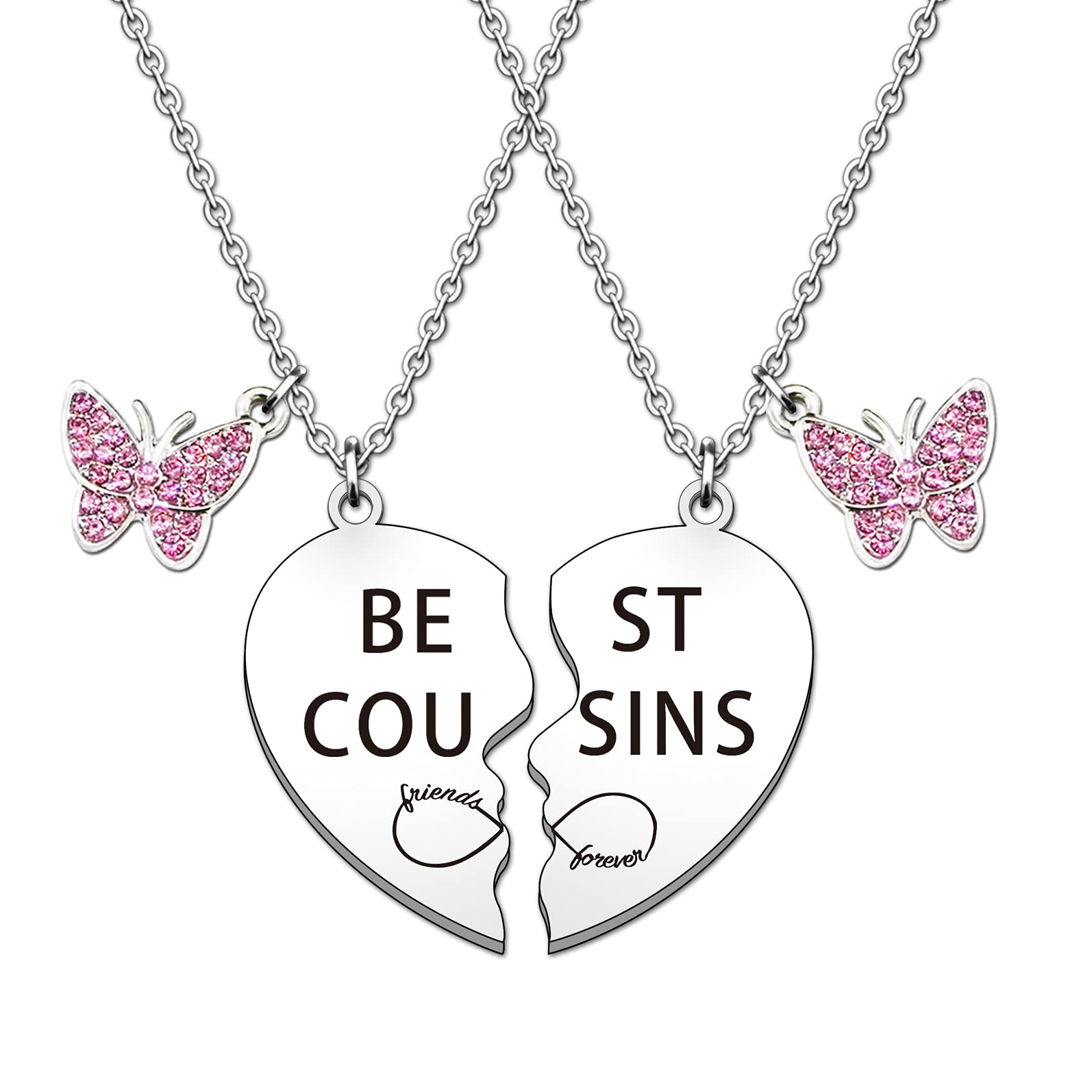 HULALA Best Cousin Gifts Cousin Necklaces For 2 Girls Matching Puzzle Heart Pendant Necklace Set Birthday Christmas Gifts For Cousins