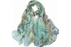 Pokeedioty Scarfs for Women Lightweight Scarves Elegant Floral Pattern Sheer Scarfs Shawls Wraps