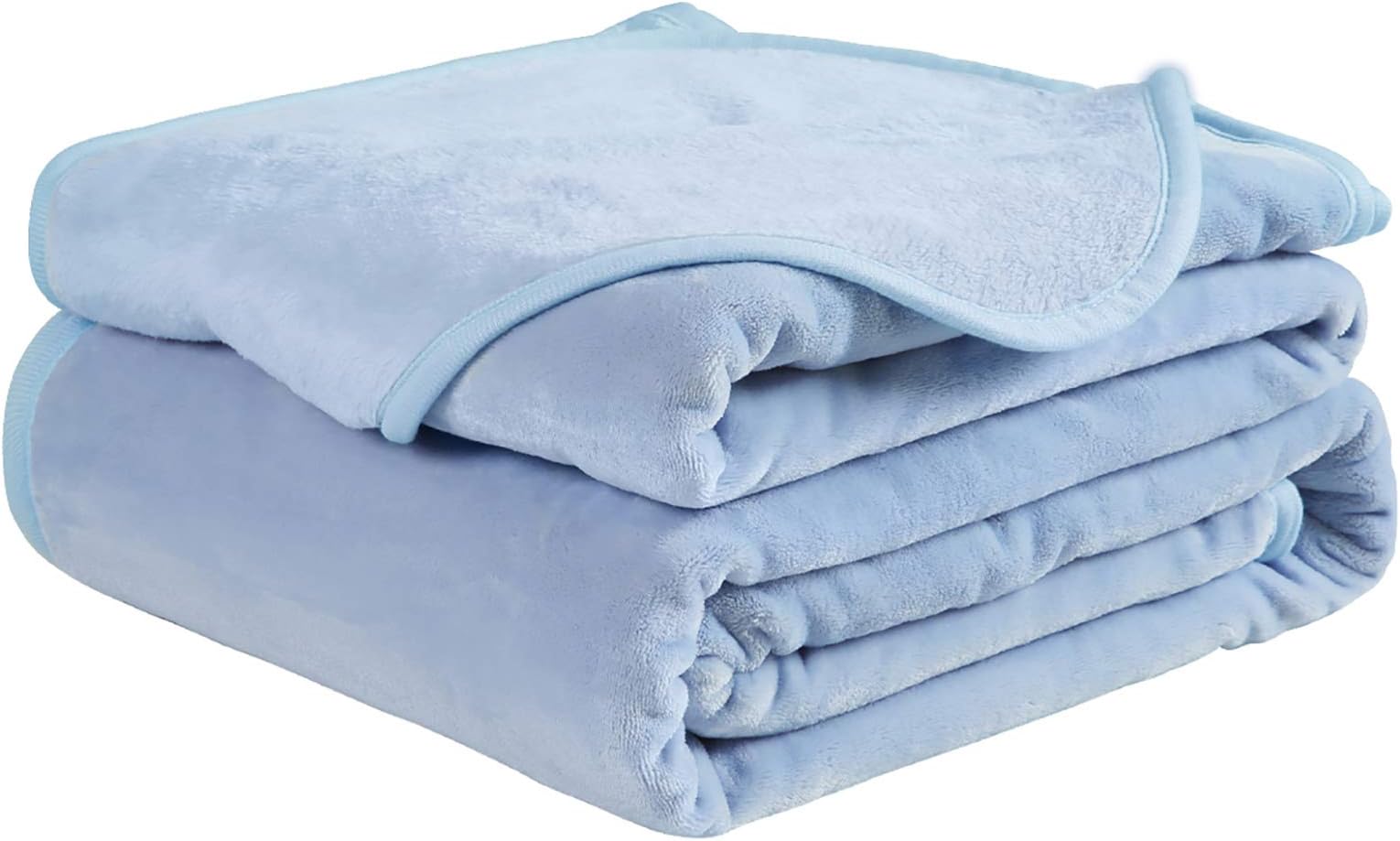 EASELAND Soft Queen Size Blanket Warm Fuzzy Microplush Lightweight Thermal Fleece Blankets for Couch Bed Sofa 90x90 Inch,Washed Blue