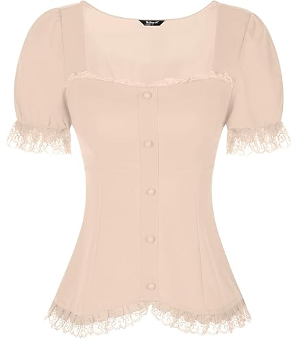 Amazon.com: Antaina Pink Cotton Ruffle Lace Bows Vintage Victorian