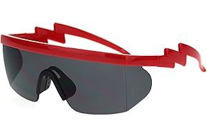 SA106 Flat Top Crooked Bolt Arm Goggle Style Color Mirror Shield 80s Sunglasses