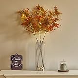 LITBLOOM Lighted Fall Tree Branches with Timer Battery Operated 25IN 24 LED, Maple Tree Branches Lights for Autumn Thanksgivi