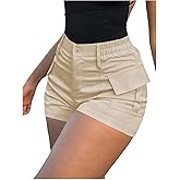WDIRARA Women's High Waist Button Streetwear Cargo Shorts with Pockets