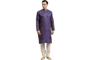 Sojanya (Since 1958 Men'S Cotton Linen Blue Foil Printed Only Long Kurta