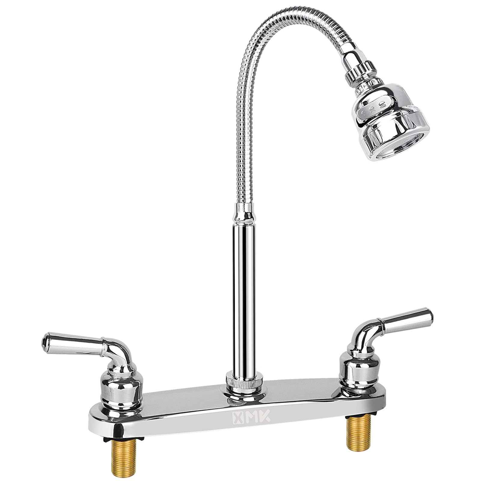 Photo 1 of XMK All Metal RV Kitchen Faucet,Camper RV Kitchen Sink Faucet Replacement with Flexible Arc 360 Degree Rotatable Tri-Function Sprayer for Campers,Motorhomes,Travel Trailers,8 Inch 2 Hole