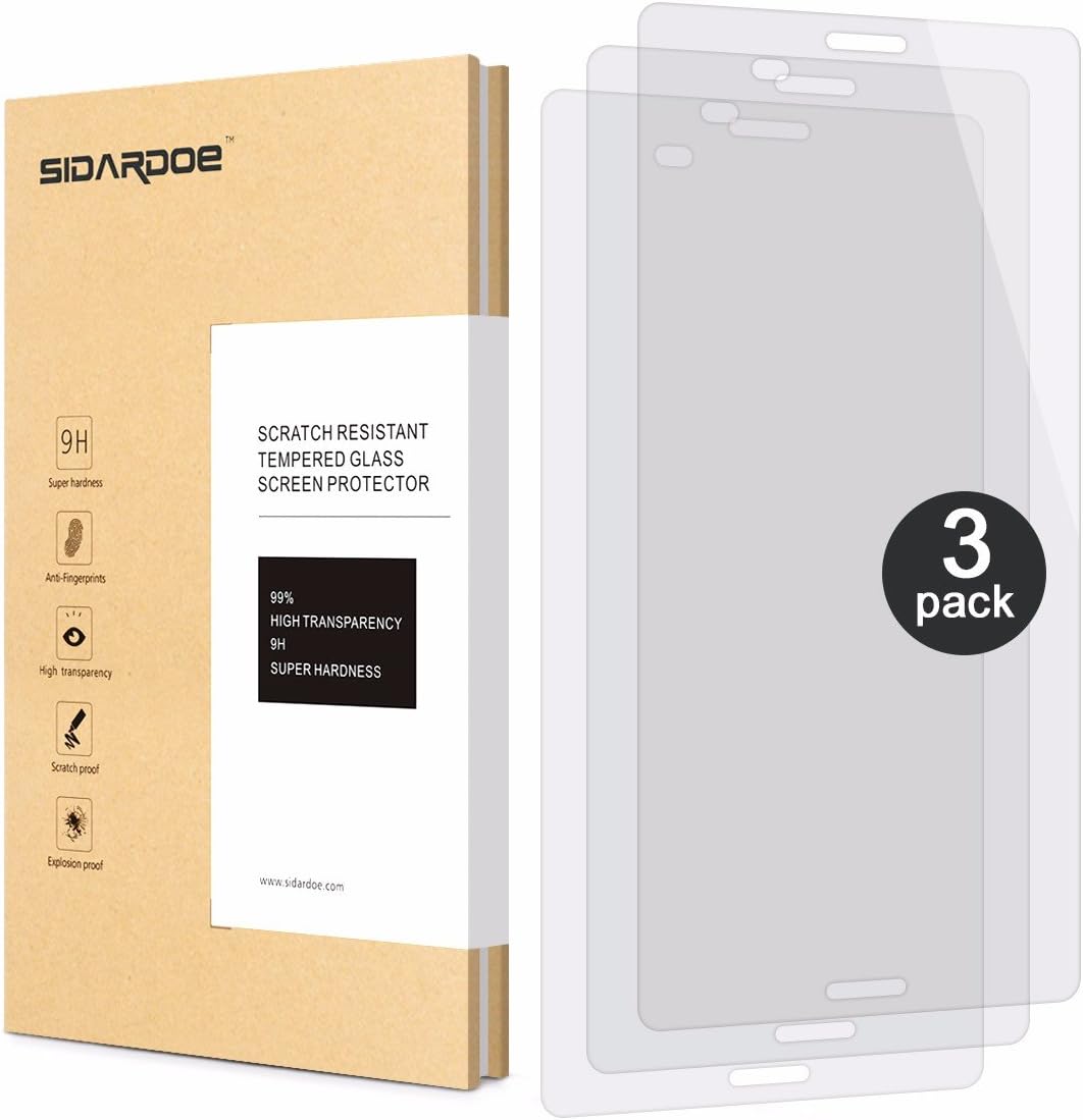[3-Pack] Sony Xperia Z3 Screen Protector, SIDARDOE Tempered Glass Screen Protector for Sony Xperia Z3, HD Ultra Clear, 0.26mm 2.5D Round Edge, 9H Anti-Scratch, Anti-Fingerprint