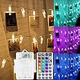 Solhice Color Changing Photo Clips String Lights Battery Operated 10ft, 20 LEDs Hanging Pictures Wall Lights for Teenager Christmas Gift, Teen Girl Room Decor with USB Powered Remote Control