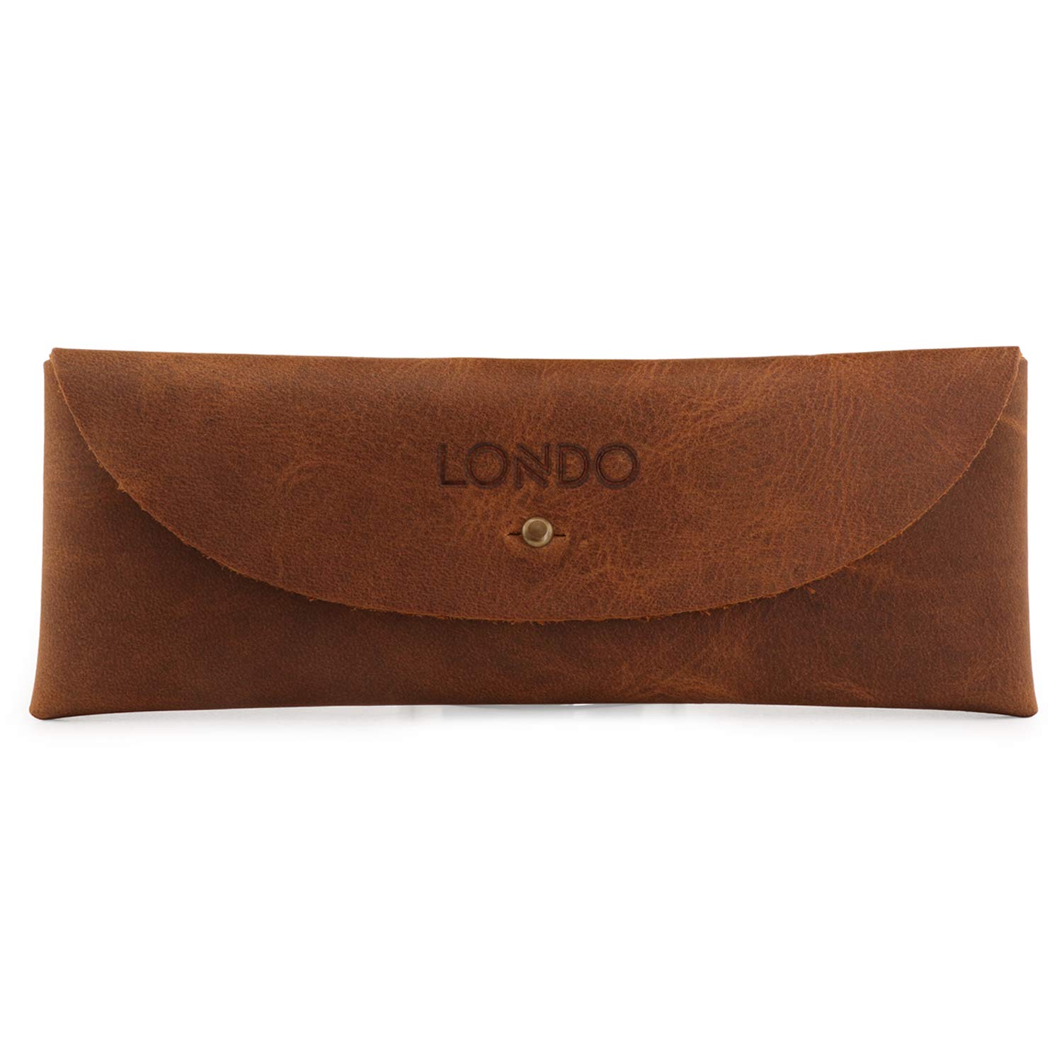 Londo Genuine Leather Retro Pen and Pencil Case - Metal Snap Fastener, Pencil Pouch Stationery Bag