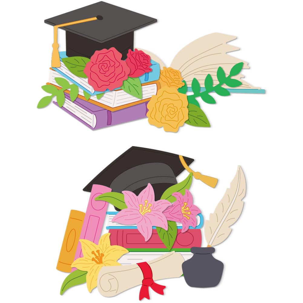 DELORIGIN 2 Sets 2025 Graduation Season Cutting Dies 2 Styles Card Borders Stitch Die Cut Sewing Carbon Steel Die Cuts Stencils Card Making Scrapbooking Embossingb Template for Craft Albums Card Decor