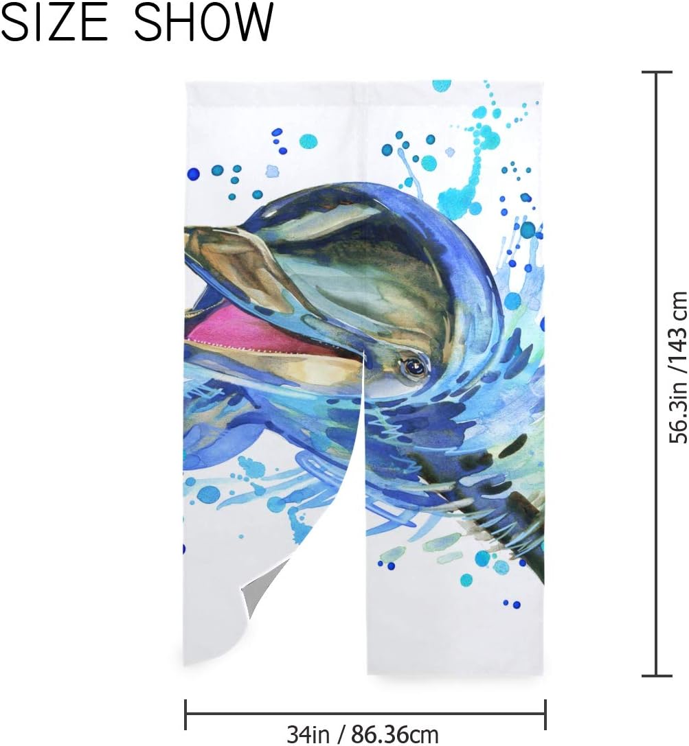 Amazon Nikivivi 間仕切りカーテン 面白いイルカ水彩イラスト海洋の自然 パーソナライズされたカスタマイズ パーティションキッチンレストランホール出口部屋装飾 洗練されたシンプルなスタイル カーテン オンライン通販
