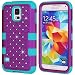 Galaxy S5 Case, KAMII 3 Layers Verge Hybrid Soft Silicone Hard Plastic Triple Quakeproof Drop Resistance Protective Case Cover for Samsung Galaxy S5 (Purple Blue)