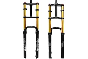 ZTZ 20/26 inch 4.0 Fat Tire Bike Air Suspension Fork - 180mm Travel, 135mm Hub Spacing, QR 9mm, Double Crown Shock Absorber Fork for MTB Fat Snow Beach E-Bike