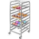 lopeztek 10-Tier Quarter & Half Sheet Pan Rack - Bread Baking Speed Rack for Cooling, Bakery Stand with wheels for Bun Pan Tray, Home Kitchen Tiered Rolling Cart for Oven(for 1/2 & 1/4 Sheet)