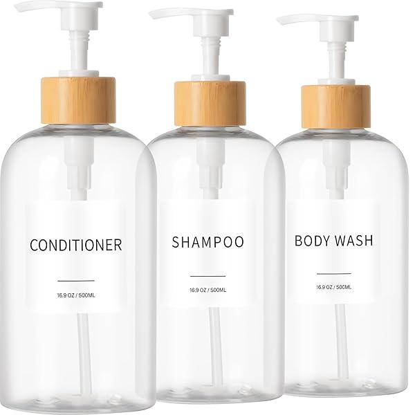SHAMPOO AND CONDITIONER DISPENSER, REFILLABLE PLASTIC SHAMPOO PUMP...