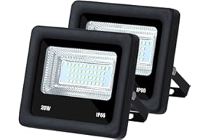 2 PCS DC 12V LED Flood Light 20W 1800lm 6500K Daylight White Outdoor Security Floodlight Lamp, IP65 Outside Waterproof