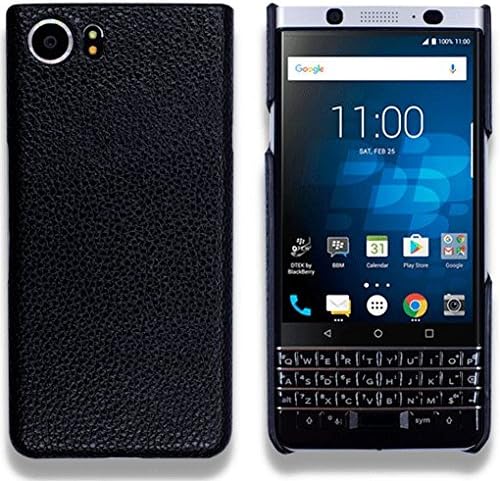 Blackberry Keyone Case - Peacock Studio - Genuine Leather Thin Luxury Case (Black)