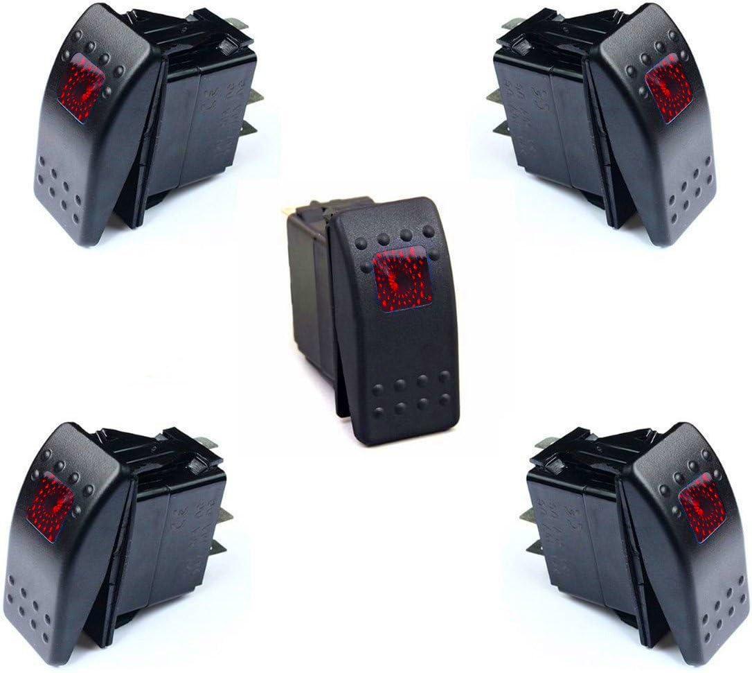 MKING 12v 20 Amp Waterproof LED On/Off Boat Marine Rocker Switch with Light (5 x Blue/Color/Red/Green/Orange/White LED) (3/5 Pin) : Sports & Outdoors