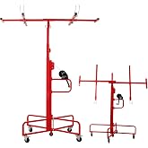 ELOMBR 16FT Drywall Lift Sheetrock Lift, Panel Hoist with 4 Lockable Wheels for Ceiling, Drywall Rolling Lifter Panel, 150LBS Drywall Jack Lift for Home &amp; Commercial Use, Red