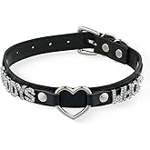 ADEMISHIA Black Heart O-ring Letter Choker Necklace For Women, Punk Handmade PU Leather Leash Collar Adjustable Gothic Jewelry