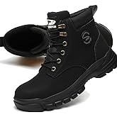 CORANSBER Steel Toe Boots for Women Wateproof Safety Shoes Men Lightweight Composite Toe Boots Leather Construction Steel work Shoes