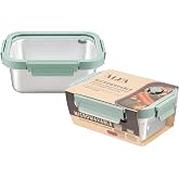 Microwaveable Stainless Steel Food Container with Borosilicate Glass Lid | 1200 mL Microwaveable Stainless Steel Food Container with High Borosilicate Glass Vented Lid