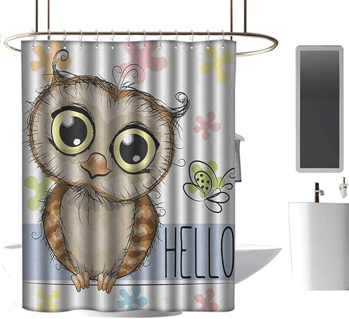 TimBeve Home Decor cortina de ducha por búhos, búho de dibujos animados