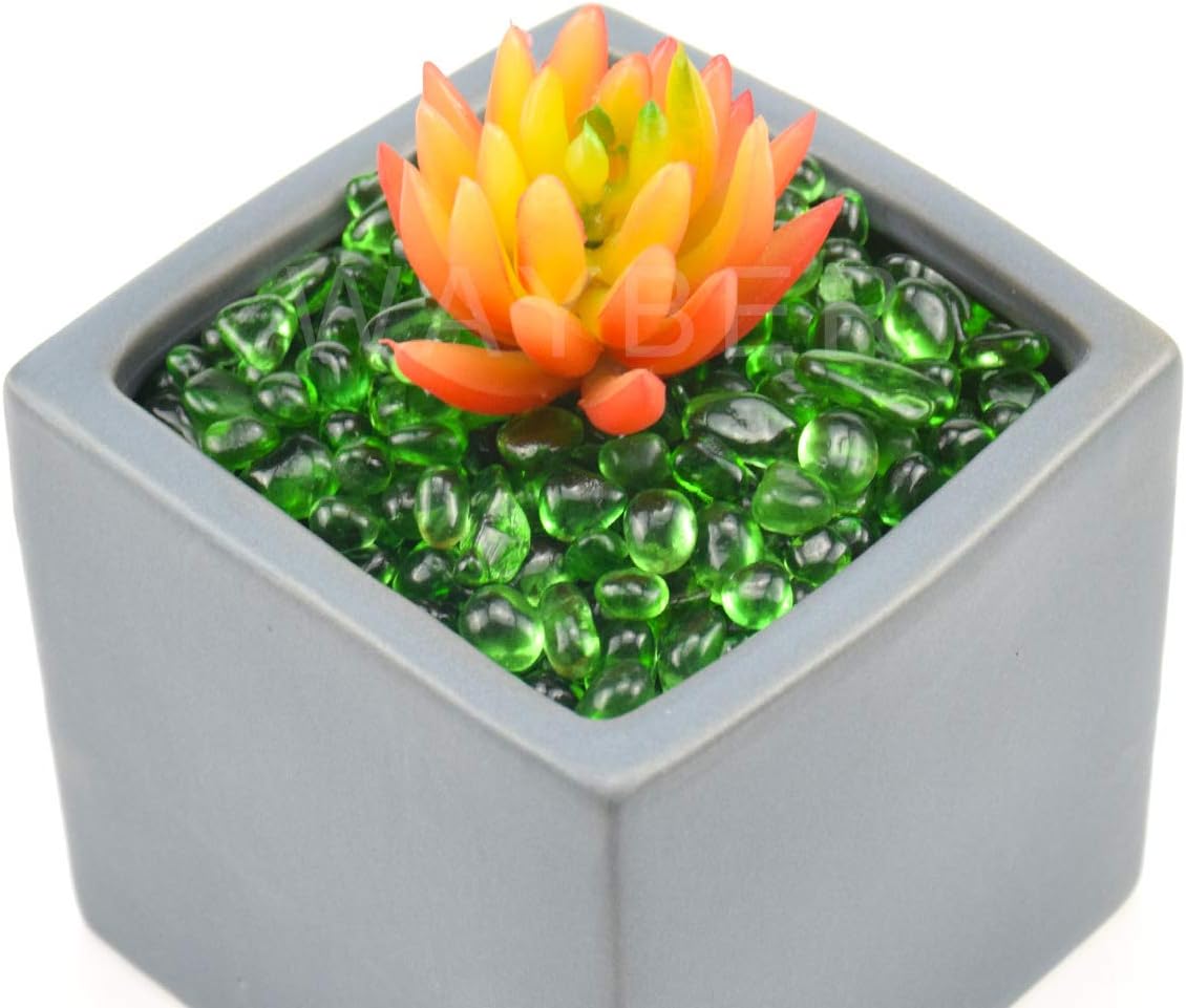 WAYBER Glass Stones, 1Lb/460g Irregular Sea Glass Pebbles Non-Toxic Artificial Gemstones for Vase Filler/Handmade Gift/Terrarium Flowerpot Aquarium Turtle Tank Decoration, Green: Home & Kitchen