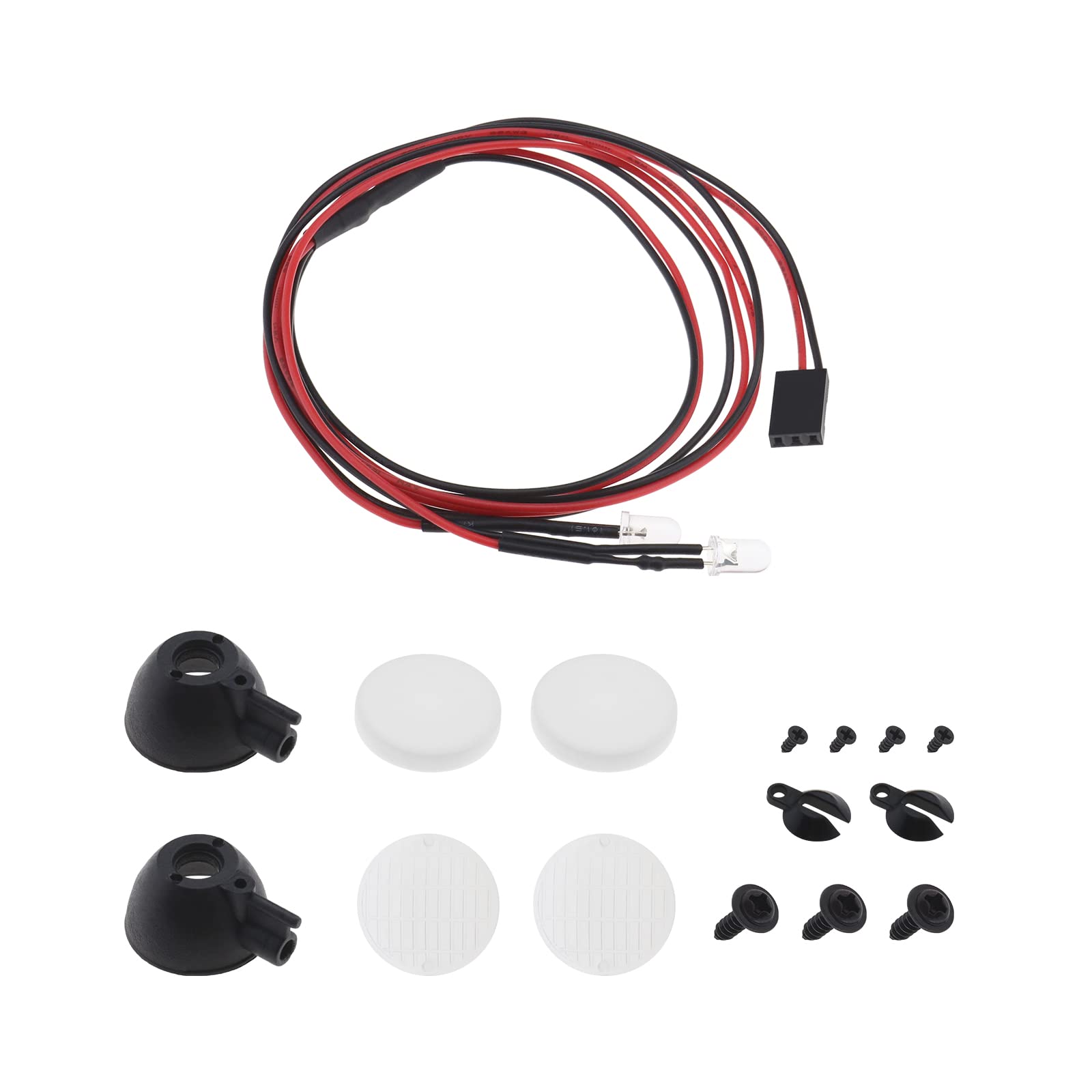 EMSea 1 Set RC Round LED Light with Cover Kit Compatible with TRXAAXS/TRX4/SCX10/D90 1/10 RC Model Car Headlight Lamp Accessory 2 LED