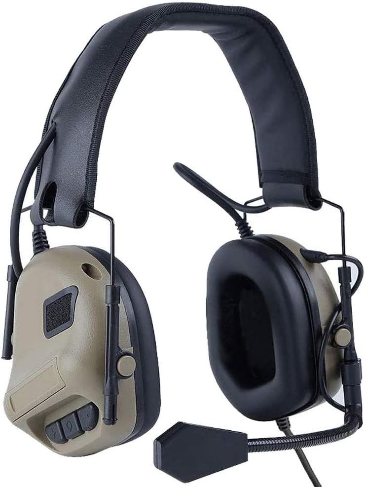 ATAIRSOFT Tactical Headset Wargame Hunting Headphone for Military Radio Walkie Talkie Without Noise Cancellation Function (BK): Health & Personal Care