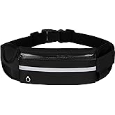 Running Belts for Women and Men,Waterproof Fanny Pack,Flip Belt Running Belt with Water Bottle,Running Phone Holder (Black)