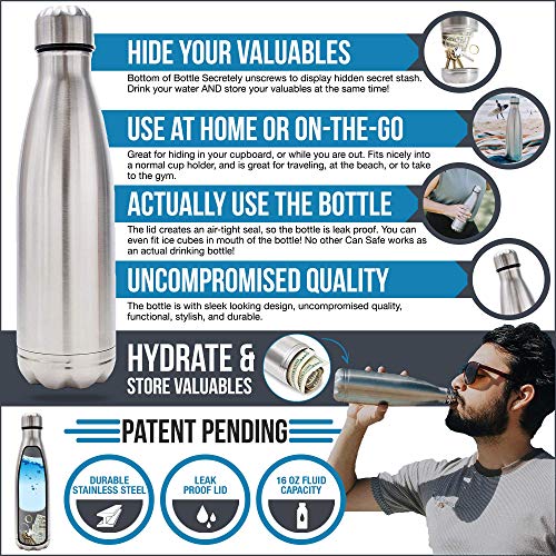 Diversion Water Bottle Can Safe by Stashit, Stainless Steel Tumbler with Hiding Spot for Money