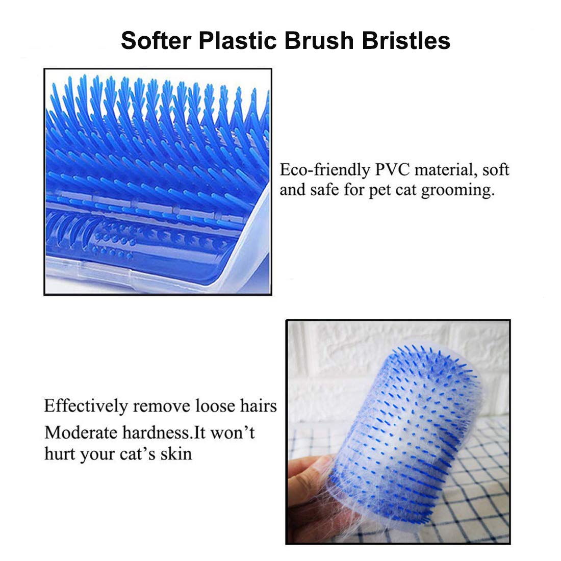 VIPpet Cat Corner Massage Self Groomer - Wall Corner Massage Comb Tool Grooming Brush for Long & Short Fur Pet Cats/Dogs/Horses