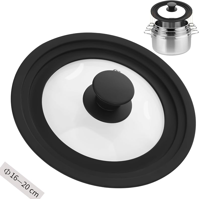 Zocipro Universal Lid for Pots Pans Skillets 16/18/20cm Glass Silicone Rim