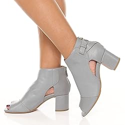 MOOMMO Women Open Toe Sandals Booties Heeled Gray