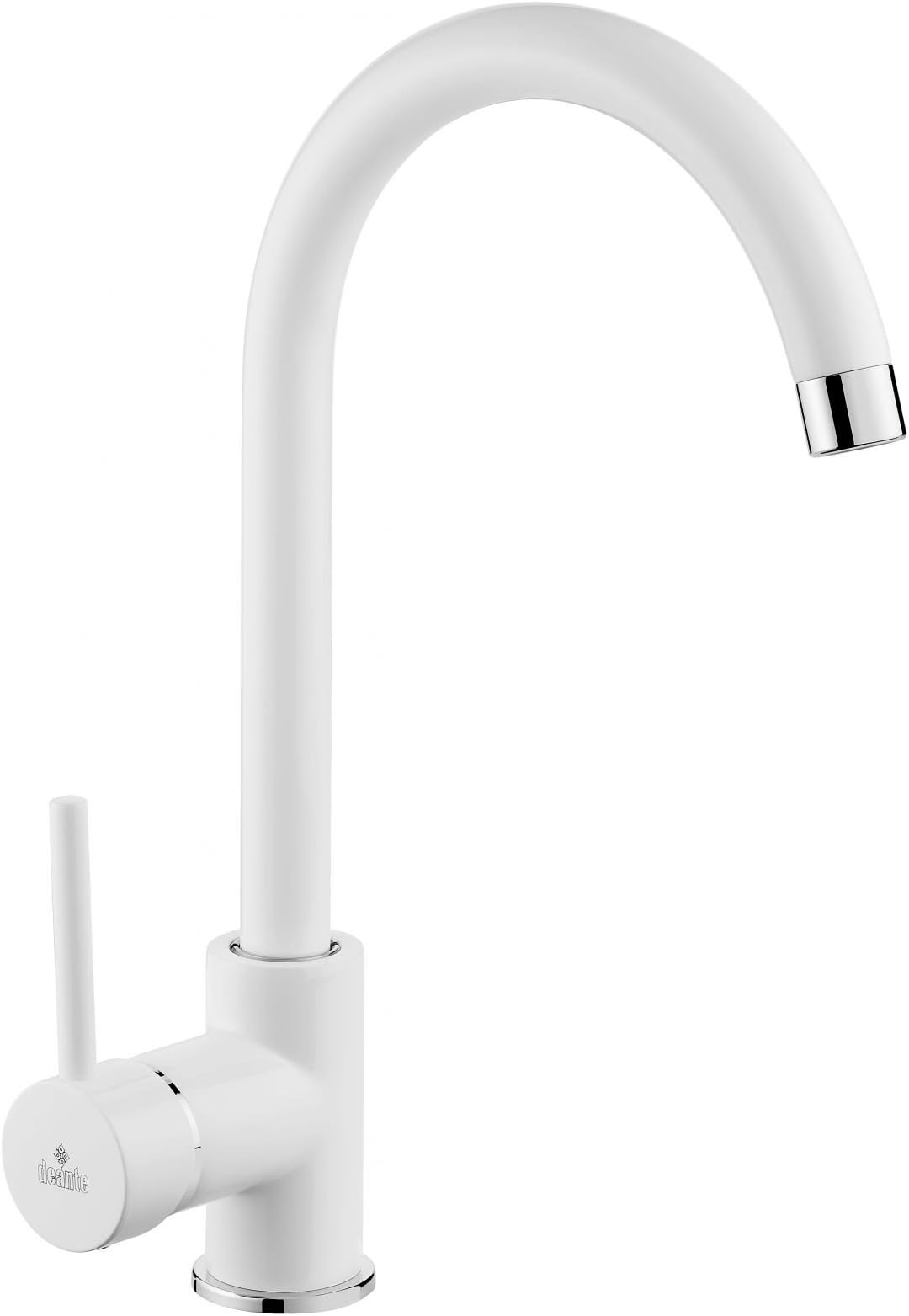 Deante Chromed Kitchen Sink tap with Fixed spout Milin BEU W62M, White