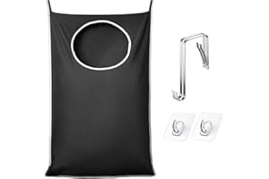 KEEPJOY XL Black Door Hanging Laundry Hamper,XL Hanging Hamper Bag with Large opening and 2 Strong Hooks for Whole Family Dir