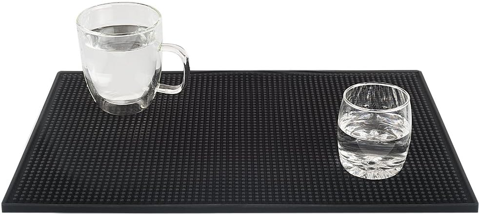 Tebery 2 Pack Rubber Bar Mat 18" x 12" - 46 x 30.5cm Black Bar Service Mat, Bar Spill Mat for Coffee Kitchen, Restaurants Counter Top - Image 3
