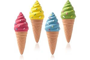 FirstGift 4 Pack Plant Self-Watering Stakes Terracotta Automatic Plant Waterer Devices Watering Globes Self-Watering Clay Planters Devices Perfect for Vacation Garden Plant Care (Ice Cream)