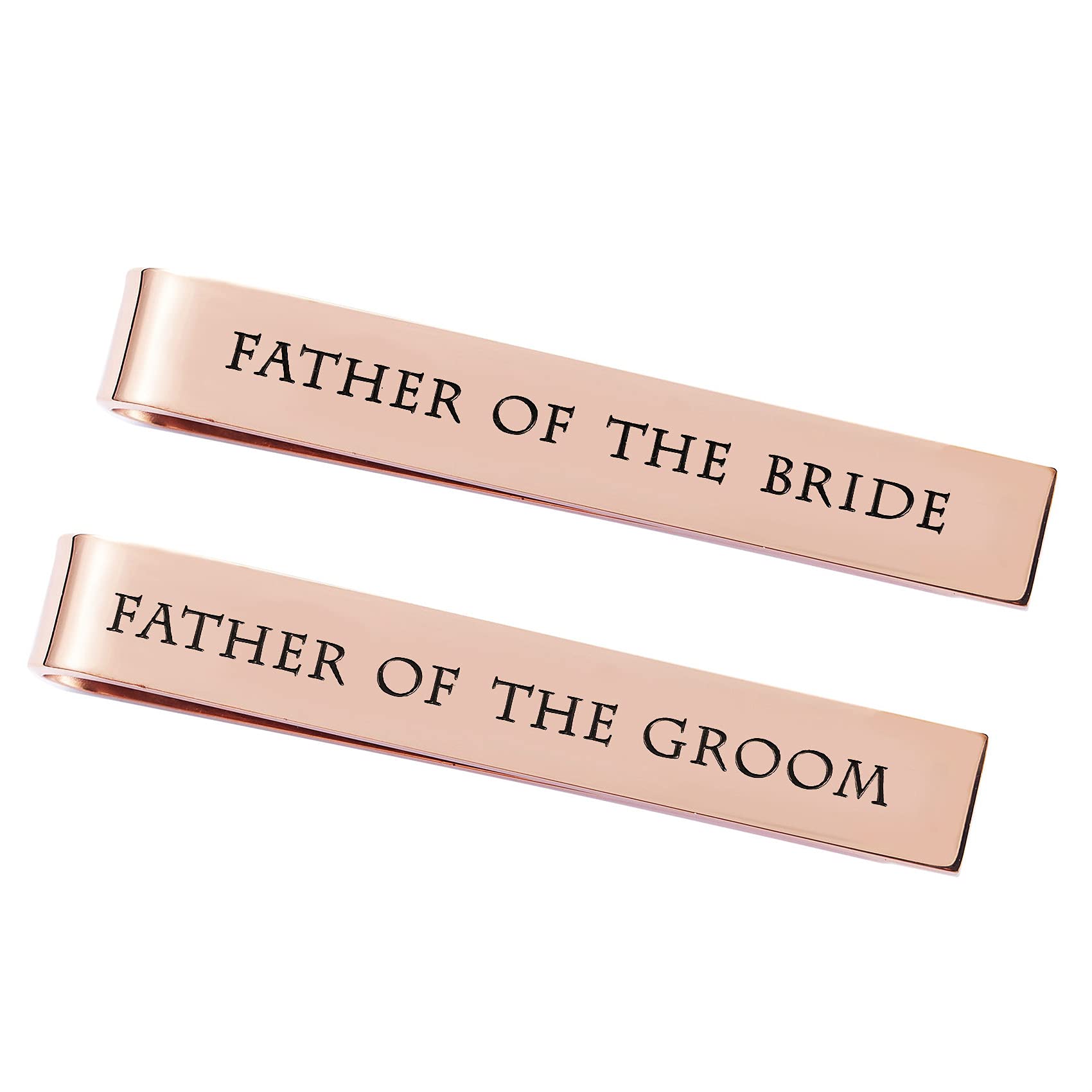 Stainless Steel Tie Clip Wedding Set - Father of The Groom Tie Clip - Father of The Bride Tie Bar