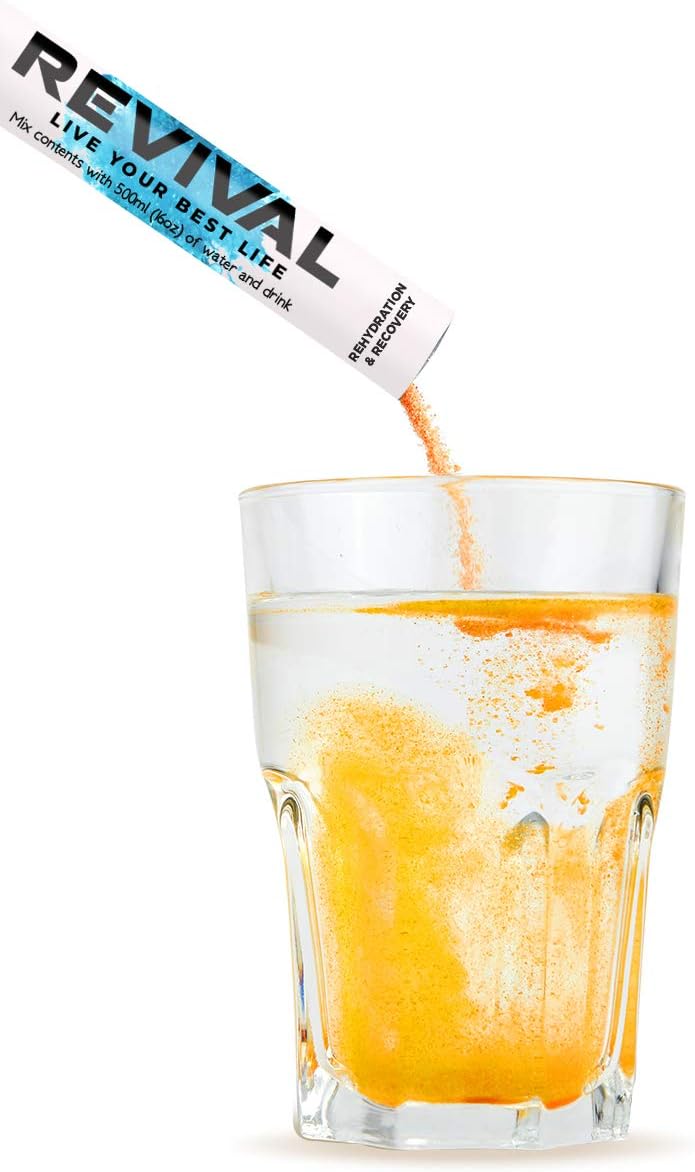 Revival Hydration Electrolyte Powder Packets, Recovery Drink Mix - Sport, Wellness, Travel - Orange 6 Pack: Health & Personal Care