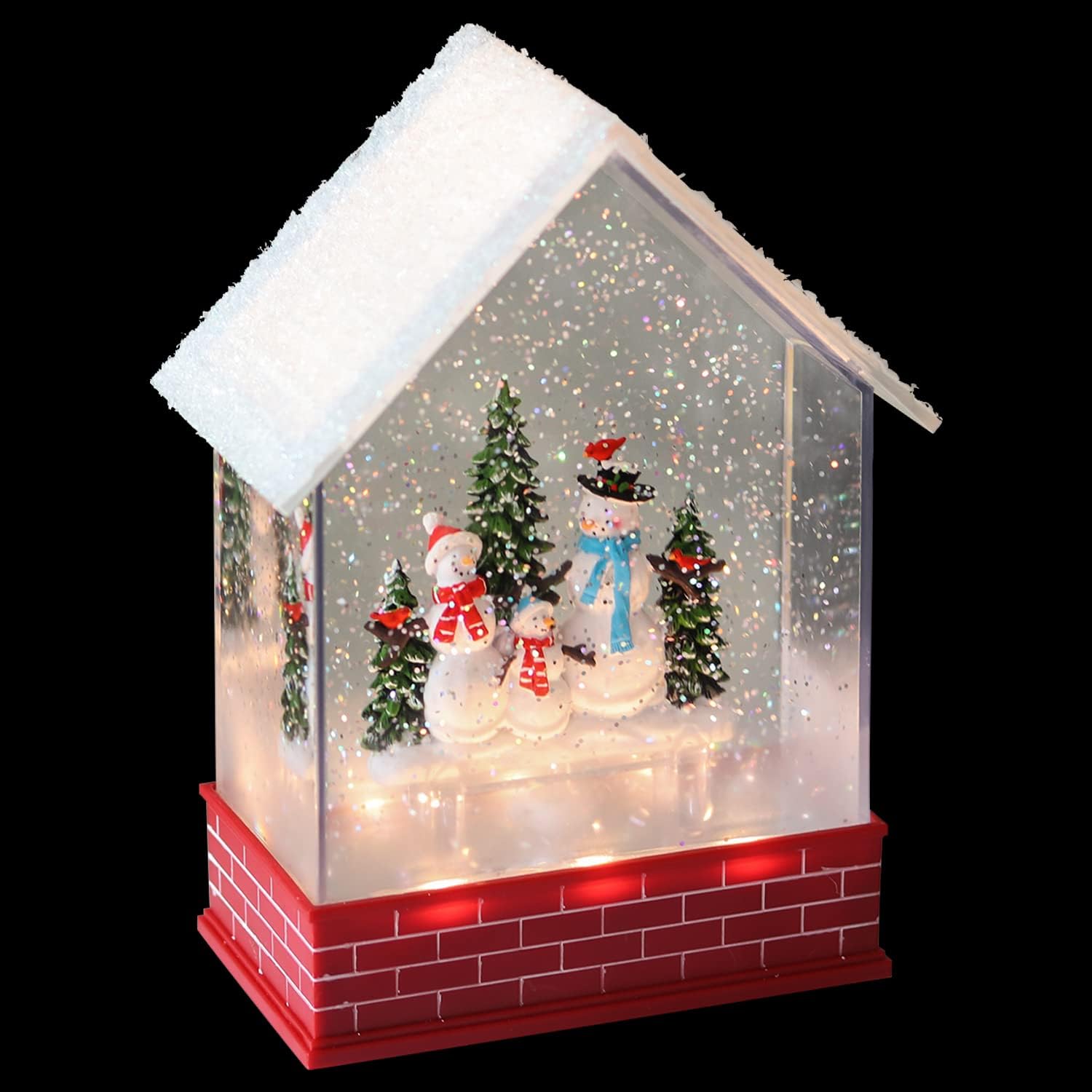 Snow Globes - Wondise Christmas Snow Globes with Timer, Lighted USB/Battery Operated Swirling Singing Water Glittering House, Christmas Holiday Festival Decoration
