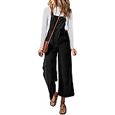 Happy Sailed Women Corduroy Overalls Winter Fall Casual Loose Sleeveless Adjustable Strap Wide Leg Jumpsuits with Pockets