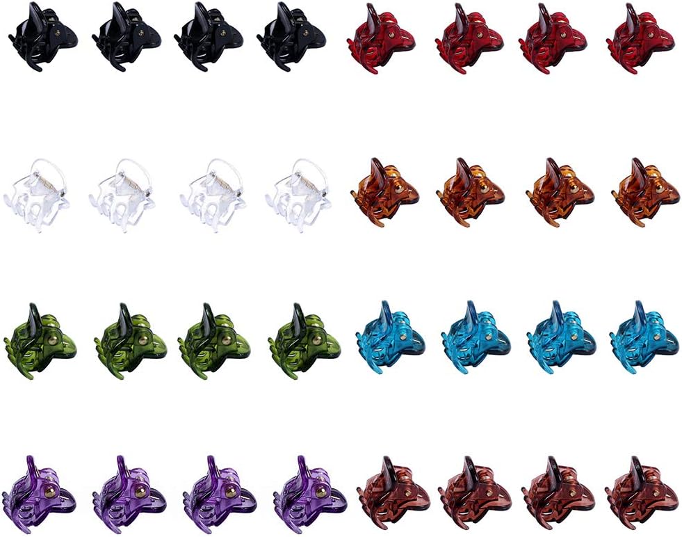 32 Pcs Assorted Color Mini Hair Claw Clips Non Slip Octopus Jaw Clips Plastic Hair Pins Clamps for Ladies and Women, 8 Color