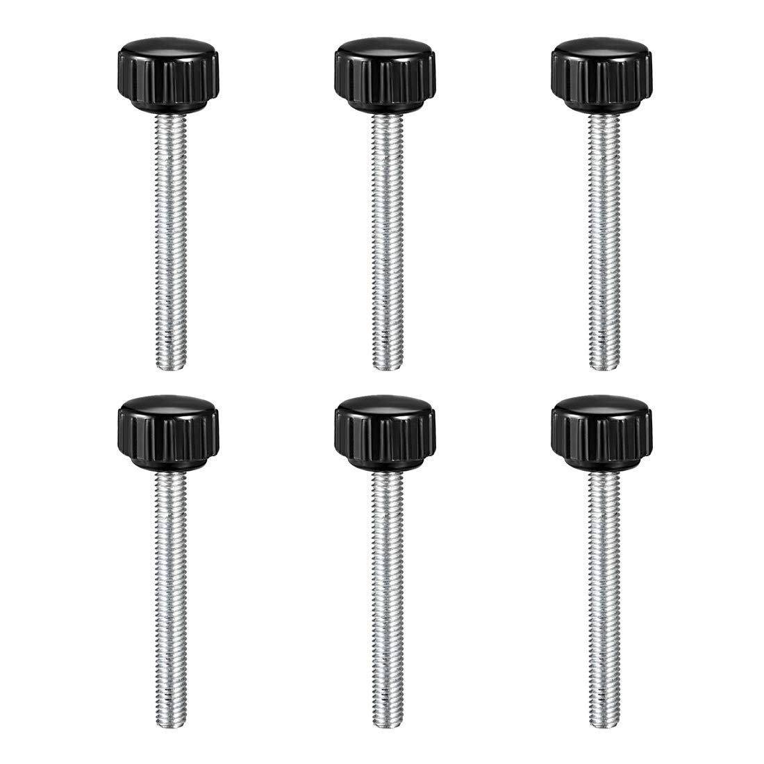 sourcing map M5 x 40mm Metric Male Thread Knurled Clamping Knobs Grip Thumb Screw on Type Hand Clamping Handle Bolt with 16mm Plastic Knobs Black 6 Pcs