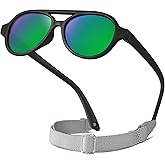 RIVBOS Baby Aviator Wrap Polarized UV400 Sunglasses Soft Frame Secure Strap Toddler,Infant and Newborn (0-18 Months) RBK068