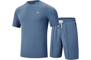 MoFiz Mens Tracksuits 2 Piece Short Set Outfits Cozy Lightweight Sweatsuits Active Running Sports Casual Sets