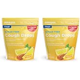 Amazon Basic Care Sugar Free Honey Lemon Cough Drops for Sore Throat Relief, Soothes Cough, 140 Count (Compare to Halls) (Pack of 2)