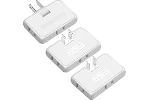 PAEORRORL 3 Pack AC Flat Wall Outlet Extender,3 Way 2 Prong180 Degree Portable Swivel Wall Tap Plug,Ultra Thin Folding Electrical Outlet Splitter (Easy Install),Type A,White