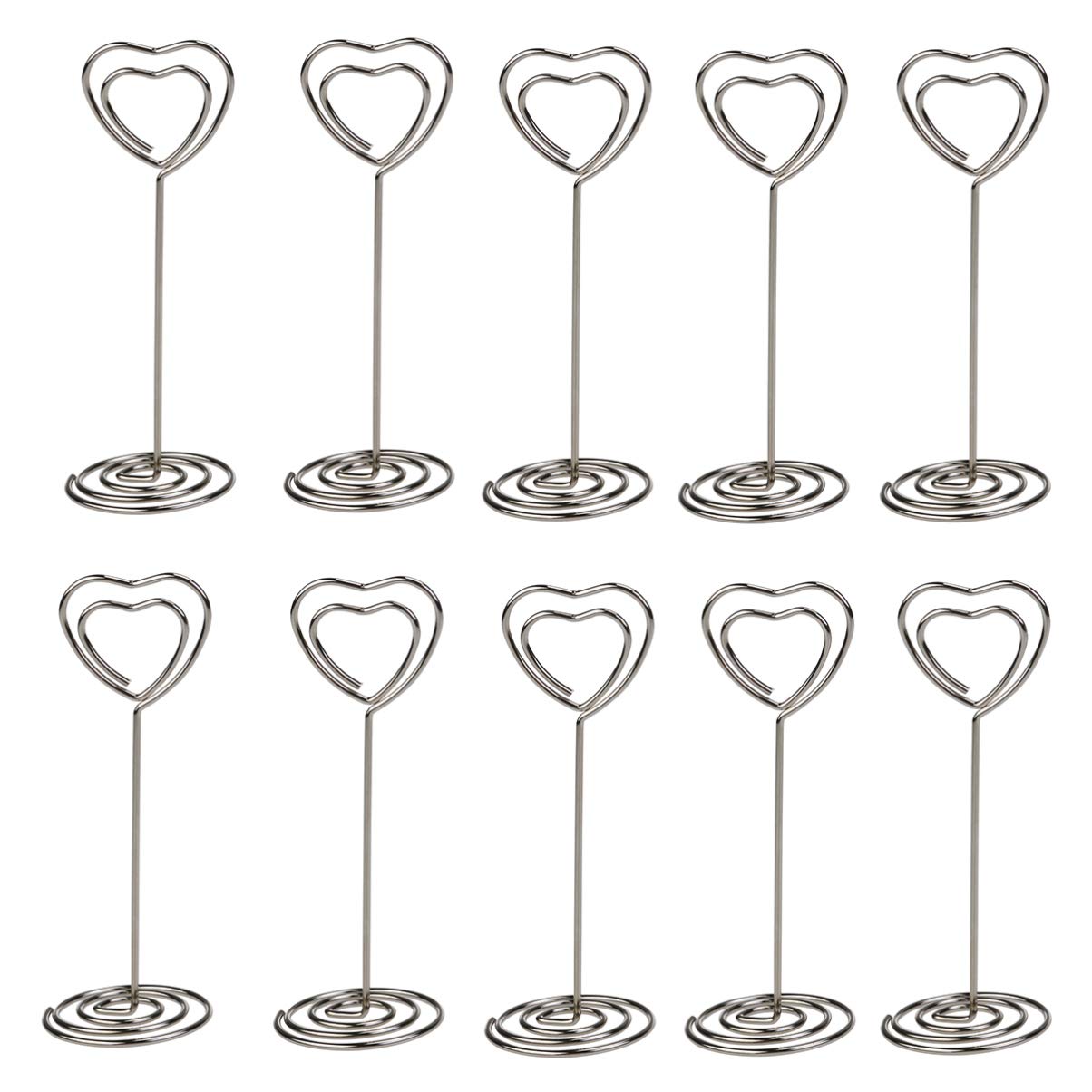 Toddmomy 10pcs Heart Photo Holder Table Number Holder Picture Stand Note Memo Clip Party Favor (Silver)