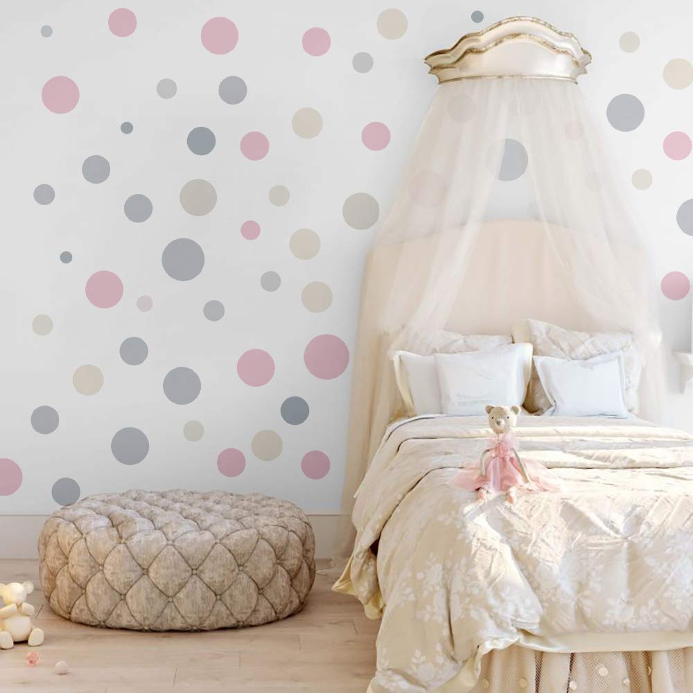 Runtoo Polka Dot Wall Stickers for Girls Bedroom Colorful Wall Art Decals Kids Nursery Decor 117 Pcs